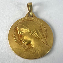 Load image into Gallery viewer, French Dropsy Virgin Mary 18K Yellow Gold Religious Medal Pendant
