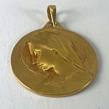 Load image into Gallery viewer, French Dropsy Virgin Mary 18K Yellow Gold Religious Medal Pendant
