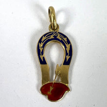 Load image into Gallery viewer, French Art Deco Love Magnet 18K Yellow Gold Enamel Charm Pendant
