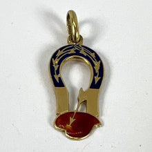 Load image into Gallery viewer, French Art Deco Love Magnet 18K Yellow Gold Enamel Charm Pendant
