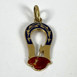 French Art Deco Love Magnet 18K Yellow Gold Enamel Charm Pendant