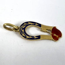 Load image into Gallery viewer, French Art Deco Love Magnet 18K Yellow Gold Enamel Charm Pendant
