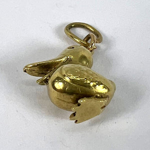 Vintage 18K Yellow Gold Duck Bird Charm Pendant