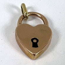 Load image into Gallery viewer, Vintage 18K Rose Gold Heart Padlock Charm Pendant

