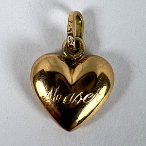 Vintage Italian 18K Yellow Gold Puffy Heart Maser Charm Pendant