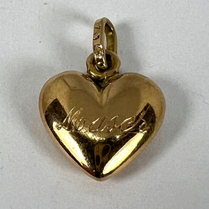 Vintage Italian 18K Yellow Gold Puffy Heart Maser Charm Pendant