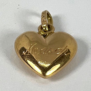 Vintage Italian 18K Yellow Gold Puffy Heart Maser Charm Pendant