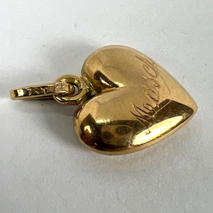 Vintage Italian 18K Yellow Gold Puffy Heart Maser Charm Pendant
