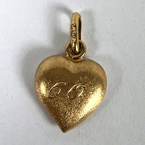 Vintage Italian 18K Yellow Gold Puffy Heart 60 Charm Pendant