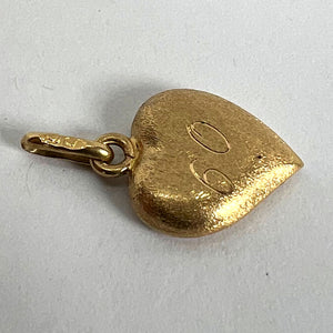 Vintage Italian 18K Yellow Gold Puffy Heart 60 Charm Pendant
