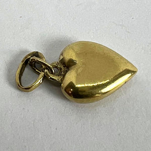 Vintage Small 18K Yellow Gold Puffy Heart Charm Pendant