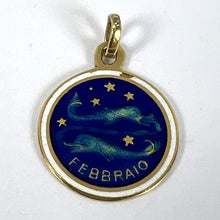 Load image into Gallery viewer, Vintage Pisces Starsign Zodiac 18K Yellow Gold Enamel Charm Medal Pendant

