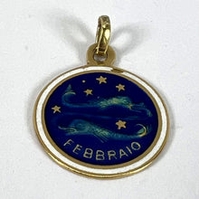 Load image into Gallery viewer, Vintage Pisces Starsign Zodiac 18K Yellow Gold Enamel Charm Medal Pendant
