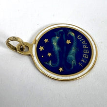 Load image into Gallery viewer, Vintage Pisces Starsign Zodiac 18K Yellow Gold Enamel Charm Medal Pendant
