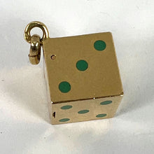 Load image into Gallery viewer, French Art Deco Die with Miniature Dice 18K Yellow Gold Enamel Charm Pendant
