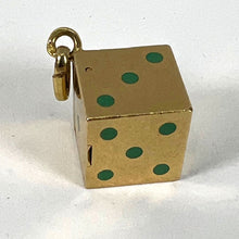 Load image into Gallery viewer, French Art Deco Die with Miniature Dice 18K Yellow Gold Enamel Charm Pendant
