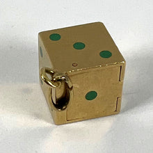 Load image into Gallery viewer, French Art Deco Die with Miniature Dice 18K Yellow Gold Enamel Charm Pendant
