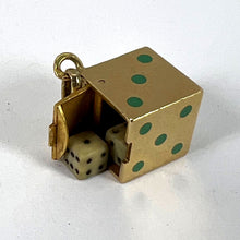 Load image into Gallery viewer, French Art Deco Die with Miniature Dice 18K Yellow Gold Enamel Charm Pendant
