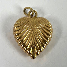 Load image into Gallery viewer, Vintage 18K Yellow Gold Ridged Puffy Heart Charm Pendant
