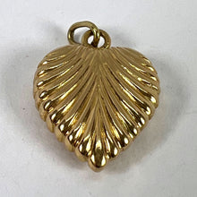 Load image into Gallery viewer, Vintage 18K Yellow Gold Ridged Puffy Heart Charm Pendant
