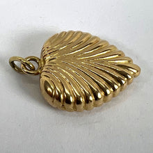 Load image into Gallery viewer, Vintage 18K Yellow Gold Ridged Puffy Heart Charm Pendant
