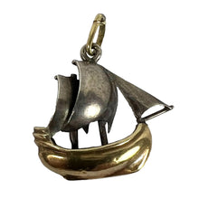Load image into Gallery viewer, Vintage 18K Yellow Gold Platinum Sailing Yacht Boat Charm Pendant
