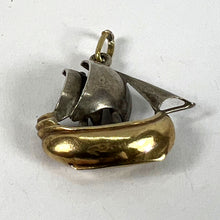 Load image into Gallery viewer, Vintage 18K Yellow Gold Platinum Sailing Yacht Boat Charm Pendant
