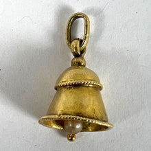Load image into Gallery viewer, Vintage Ringing Wedding Bell 18K Yellow Gold Pearl Charm Pendant
