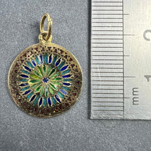 Load image into Gallery viewer, French Window Plique A Jour Enamel 18K Yellow Gold Pendant Medal
