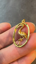 Load and play video in Gallery viewer, French 18K Yellow Rose Gold Stork Charm Pendant
