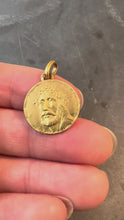 Load and play video in Gallery viewer, French Jesus Christ Crown of Thorns 18K Yellow Gold Medal Charm Pendant
