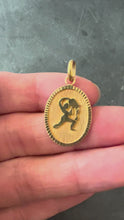 Load and play video in Gallery viewer, French Aquarius Starsign Zodiac 18K Yellow Gold Charm Medal Pendant
