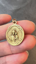 Load and play video in Gallery viewer, Antique French Madonna and Child 18K Yellow Gold Religious Medal Pendant
