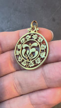 Load and play video in Gallery viewer, French Forever Love Mistletoe Ivy 18K Yellow Gold Charm Pendant
