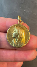 Load and play video in Gallery viewer, French Becker Virgin Mary 18K Yellow Gold Charm Pendant Religious Medal
