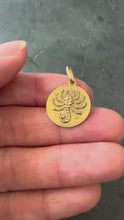 Load and play video in Gallery viewer, Italian Scorpio Starsign Zodiac 18K Yellow Gold Charm Medal Pendant
