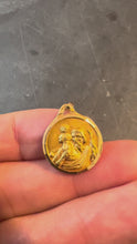 Load and play video in Gallery viewer, Vintage French St Christopher 18K Yellow Gold Religious Medal Pendant
