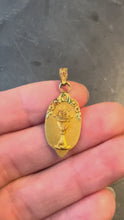 Load and play video in Gallery viewer, Antique French First Communion Chalice Floral 18K Yellow Gold Charm Pendant
