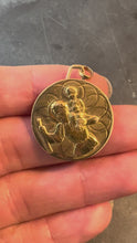 Load and play video in Gallery viewer, Vintage French St Christopher Double-Sided 18K Yellow Gold Medal Pendant
