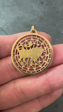 Load and play video in Gallery viewer, French Taurus Starsign Zodiac 18K Yellow Gold Charm Medal Pendant
