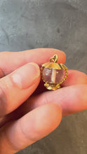 Load and play video in Gallery viewer, Vintage Italian 18K Yellow Gold Rock Crystal Quartz Storm Lantern Charm Pendant
