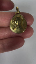 Load and play video in Gallery viewer, French Emile Dropsy Virgin Mary 18K Yellow Gold Medal Pendant
