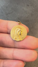 Load and play video in Gallery viewer, French 18K Yellow Gold Virgin Mary Virgo Virginum Medal Pendant
