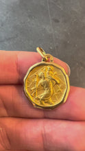 Load and play video in Gallery viewer, Augis Grun French Saint Christopher 18K Yellow Gold Charm Pendant
