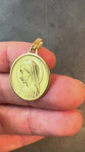 Load and play video in Gallery viewer, French 18K Yellow Gold Virgin Mary Virgo Virginum Medal Pendant
