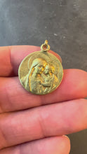 Load and play video in Gallery viewer, Antique French Madonna and Child 18K Yellow Gold Religious Medal Pendant
