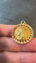 Load and play video in Gallery viewer, French Perroud Virgin Mary Heart Frame 18K Yellow Gold Medal Charm Pendant
