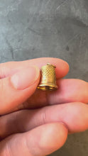 Load and play video in Gallery viewer, Vintage Cropp and Farr Thimble 9K Yellow Gold Charm Pendant
