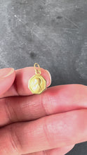 Load and play video in Gallery viewer, Small Vintage French Lourdes Virgin Mary 18K Yellow Gold Religious Charm Pendant
