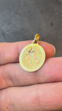Load and play video in Gallery viewer, Vintage French Lucky Star of Love 18K Yellow Gold Ruby Charm Pendant
